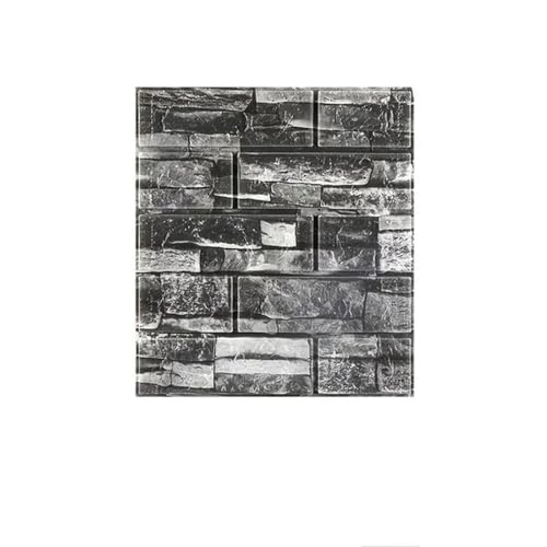 KHASCBNF 38,5 x 35 cm, Retro-Design, einfarbig, Ziegelmuster, selbstklebende 3D-Schaumstoff-Tapete, wasserdichte Wandaufkleber, DIY-Heimdekoration für Wand, Retro-Schwarz, 30 Stück von KHASCBNF