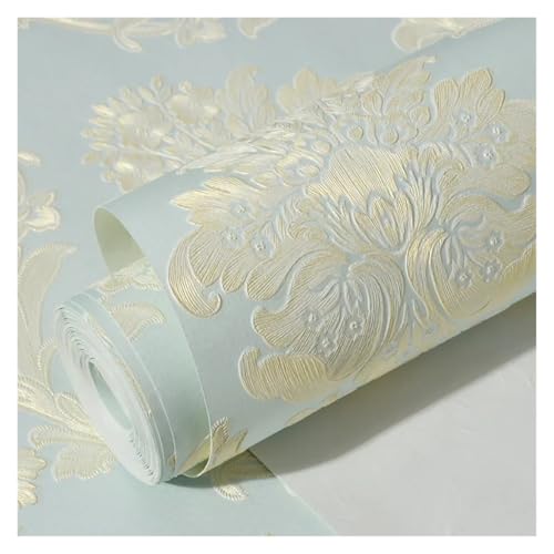 KHASCBNF Exquisite 3D-Tapete, geprägte Tapete, Heimdekoration, Schlafzimmer, Wohnzimmer, Dekoration, moderne Tapete, selbstklebendes Kontaktpapier für Wand (Hellblau, 0,53 x 5 m) von KHASCBNF