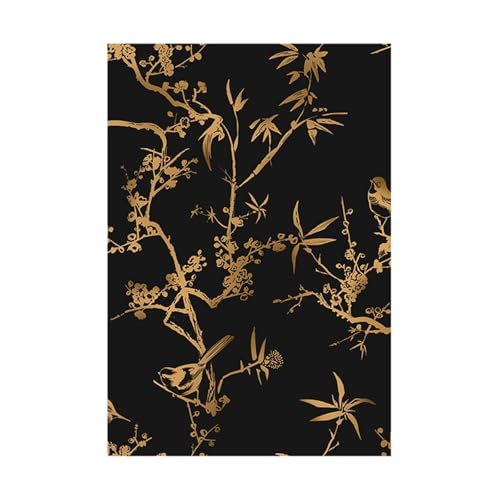 KHASCBNF Goldfarbene Tapete mit Bäumen, zum Abziehen und Aufkleben, Vinyl, Wanddekoration, Möbel, selbstklebend, wasserdicht, Schrankaufkleber für Wand (44 x 300 cm) von KHASCBNF