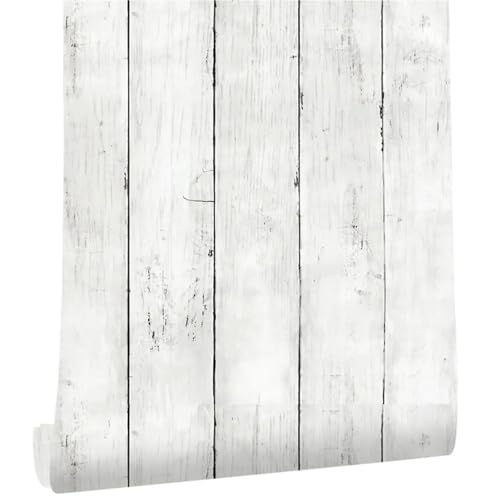 KHASCBNF Holzpapier, selbstklebend, ablösbar, zum Abziehen und Aufkleben, dekorativer Stick für Wohnzimmer, Dekoration für Wand, 3 x 45 cm, Weiß / Grau von KHASCBNF