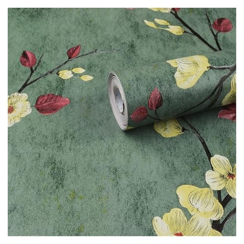 KHASCBNF Retro-Blumentapete, selbstklebendes Kontaktpapier, abnehmbar, wasserdicht, Tapete, DIY, geeignet für Möbeldekoration für Wand, Farbe: 5.500 x 45 cm von KHASCBNF