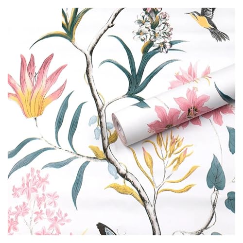 KHASCBNF Retro-Blumentapete, selbstklebendes Kontaktpapier, abnehmbar, wasserdicht, Tapete, DIY, geeignet für Möbeldekoration für Wand, Farbe: 7.800 x 45 cm von KHASCBNF