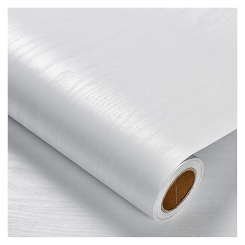 KHASCBNF Weiße Holzmaserung, zum Abziehen und Aufkleben, selbstklebend, wasserdicht, dickes Kontaktpapier für Tischschränke, Dekoration, Arbeitsplatten für Wand (Farbe 2,55 cm x 3,0 m) von KHASCBNF