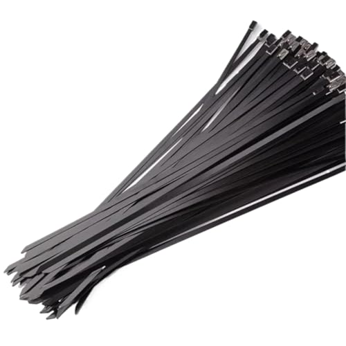 Kabelbinder Edelstahl 10–100 Stück Kabelbinder aus Edelstahl, Metall, schwarz, beschichtet, mit Verriegelung, Reißverschluss, Auspuff, multifunktional, 4,6 mm(10PCS,4.6x400mm) von KHASCBNF