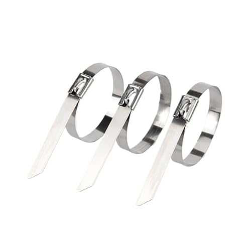 Kabelbinder Edelstahl 10 20 100 Stück 12 mm 0,47 Zoll 304 Edelstahl-Kabelbinder-Verschluss Metall-Reißverschluss-Wrap Beschichteter, 150 200(100PCS,12x450mm) von KHASCBNF