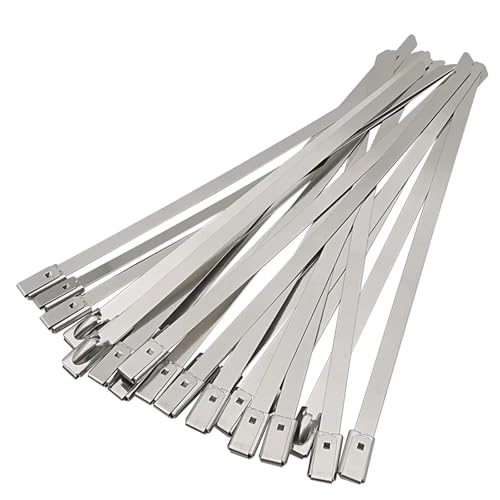 Kabelbinder Edelstahl 10 Stück Edelstahl-Kabelbinder mit Reißverschluss, Abwärmebänder, 150 mm/200 mm/250 mm/300 mm/400 mm(7.9x150mm) von KHASCBNF