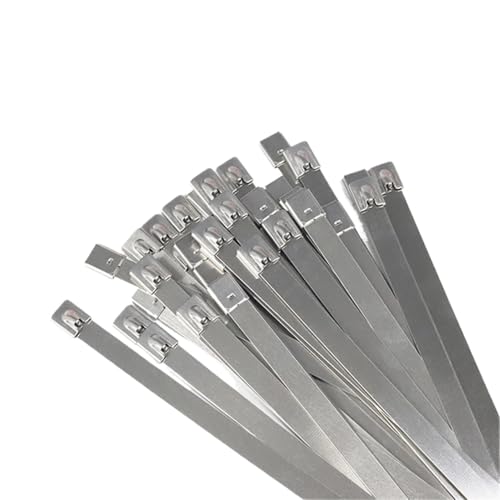 Kabelbinder Edelstahl 100 Stück Kabelbinder Aus Edelstahl 304, 4,6 Mm, Strapazierfähig, Selbstsichernd, Metall For Auspuffumwicklungen(100mm-100pcs) von KHASCBNF