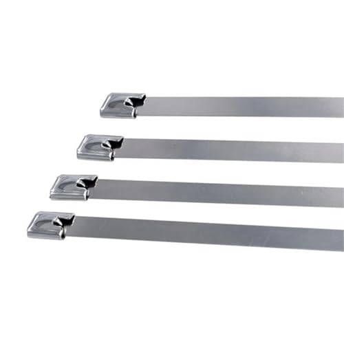 Kabelbinder Edelstahl 100 Stück Kabelbinder Aus Edelstahl 304, 4,6 Mm, Strapazierfähig, Selbstsichernd, Metall For Auspuffumwicklungen(4.6x250mm) von KHASCBNF