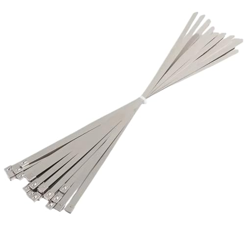 Kabelbinder Edelstahl 4,6 mm Edelstahl-Metallkabelbinder, Auspuffumwicklung, beschichtetes Metall, Reißverschluss-Auspuff, multifunktionale Kabelbinder mit Verriegelung(10pcs,4.6x600mm) von KHASCBNF