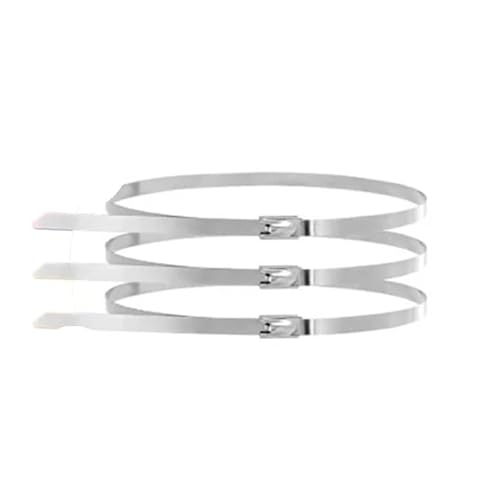 Kabelbinder Edelstahl 500/20 Stück Edelstahl-Kabelbinder, wiederverwendbar, selbstsichernder Befestigungsring, Drahtkabel-Organizer, Auspuff-Wickelbänder(4.6x300mm,20PCS) von KHASCBNF