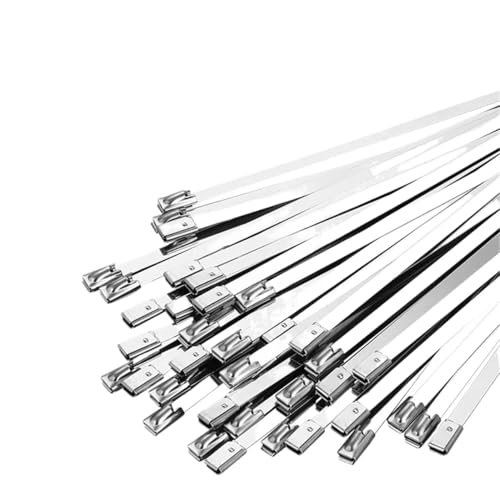 Kabelbinder Edelstahl 7,9 Breite 100–1000 mm Edelstahl-Metallkabelbinder 100 Stück Drähte Selbstsichernder Reißverschluss-Auspuff Multifunktionaler Kabelbinder mit Verriegelung(7.9x900mm) von KHASCBNF