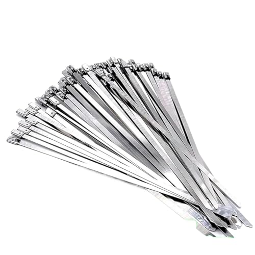 Kabelbinder Edelstahl 7,9 mm 0,31 Zoll Kugel selbstsichernd 304 Edelstahl Kabelbinder Auspuff Wrap beschichtet Verriegelung Metall Zip-Auspuff(20PCS,7.9x100mm) von KHASCBNF