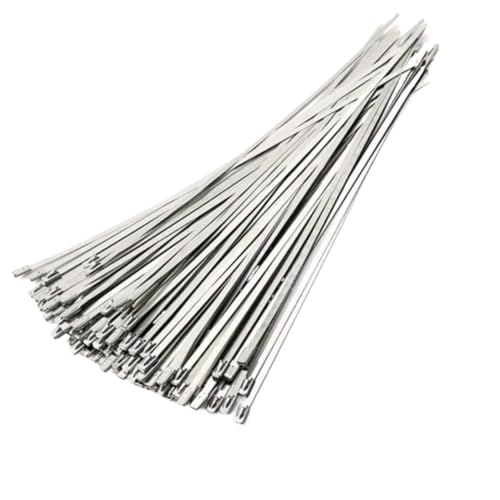 Kabelbinder Edelstahl Edelstahl-Metallkabelbinder, Auspuffumwicklung, beschichteter Metallverschluss, Reißverschluss, Auspuff, multifunktionaler Verschlusskabelbinder(10mm,900mm) von KHASCBNF