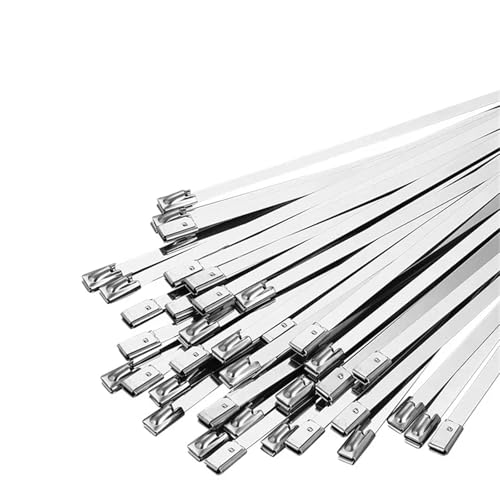 Kabelbinder Edelstahl Edelstahl-Metallkabelbinder Auspuffverriegelung Metallreißverschluss-Auspuff Multifunktionale Verriegelung Kabelbinder(7.9x550mm) von KHASCBNF