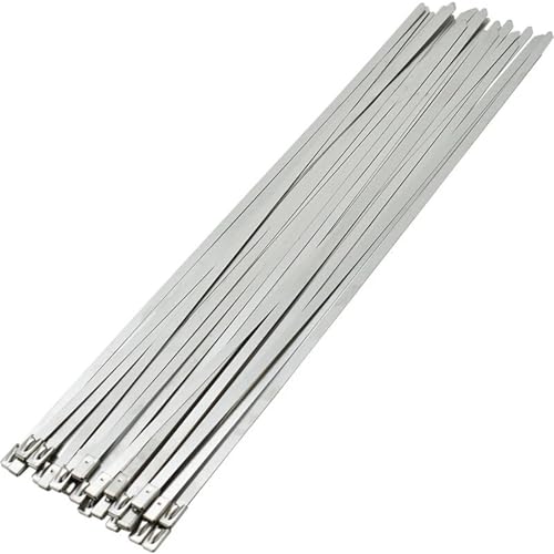 Kabelbinder Edelstahl Kabelbinder aus Edelstahl, 10 Stück, 4,6 mm, 5 selbstsichernde Drähte, Kunststoff-Metall,Gurt for Auspuffumwicklung(4.6x200-10PCS) von KHASCBNF