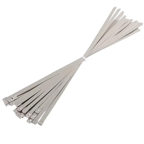 Kabelbinder Edelstahl Kabelbinder aus Edelstahl, Mehrzweck-Verriegelungskabel, Metallbinder, 10 mm Schloss, Metall-Reißverschluss, Auspuffumwicklung, beschichteter(20pcs,10x350mm) von KHASCBNF