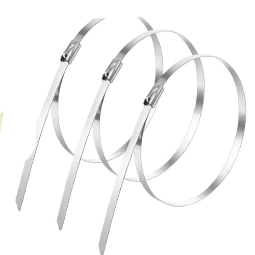 Kabelbinder Edelstahl Kabelbinder aus Edelstahl, wiederverwendbar, selbstdichtender Befestigungsring, Mehrzweck-Kabelorganisator Metall(4.6x150mm,40PCS) von KHASCBNF