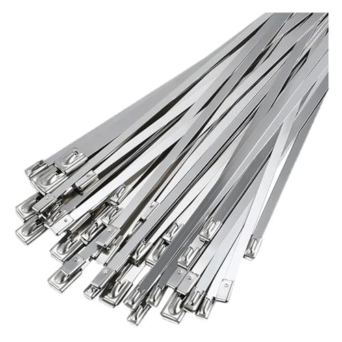 Kabelbinder Edelstahl Kabelbinder aus Metall und Edelstahl 4,6 x 200/7,9 300, Metallflansch, Metalldraht, Befestigungsband, Frachtband(4.6X100 20PCS) von KHASCBNF