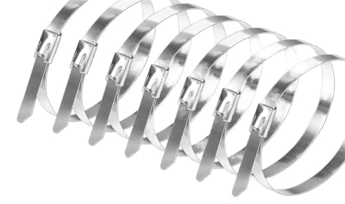 Kabelbinder Edelstahl Selbstsichernde Kabelbinder aus Metall, wiederverwendbar, strapazierfähig, multifunktionaler Kabelbinderverschluss Edelstahl(4.6x150mm,40PCS) von KHASCBNF