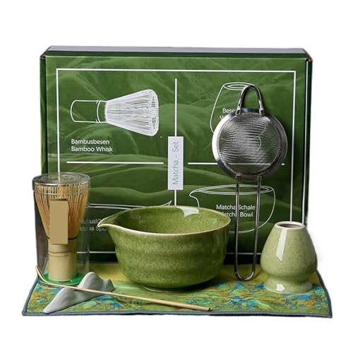Matcha Tee Set 4/7 Stücke Matcha-herstellungsset Matcha-Pinsel Exquisite Matcha-Schüssel-Box Mit Schneebesen Prächtige Tee-Tools(7pcs Dark Green) von KHASCBNF