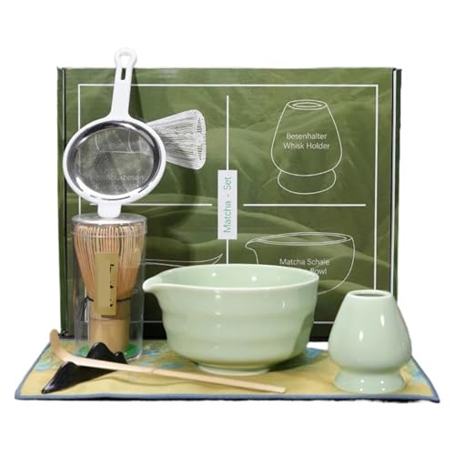 Matcha Tee Set 4/7 Stücke Matcha-herstellungsset Matcha-Pinsel Exquisite Matcha-Schüssel-Box Mit Schneebesen Prächtige Tee-Tools(7pcs Green) von KHASCBNF