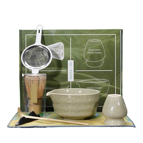 Matcha Tee Set 4/7 Stücke Matcha-herstellungsset Matcha-Pinsel Exquisite Matcha-Schüssel-Box Mit Schneebesen Prächtige Tee-Tools(7pcs Matcha Green) von KHASCBNF