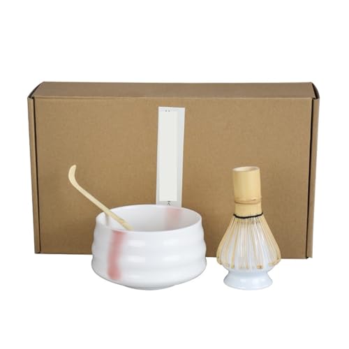 Matcha Tee Set 4 Teile/satz Handgemachte Hause Einfach Sauber Matcha Tee Set Werkzeug Ständer Kit Schüssel Schneebesen Schaufel Zeremonie Traditionelle Zubehör(Tea white) von KHASCBNF
