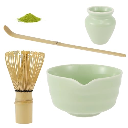 Matcha Tee Set 4-teiliges Matcha-Schneebesen-Set, elegantes Matcha-Tee-Set, wiederverwendbares Matcha-Herstellungsset mit Matcha-Schüssel aus Keramik, Matcha-Schneebesenhalter(With Bowl) von KHASCBNF