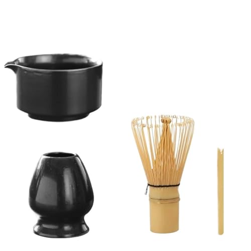 Matcha Tee Set 4PCS Matcha Tee-Set Schneebesen Teelöffel Tee-Sets Indoor Getränke Shop Tee-, der Werkzeuge Zubehör(Black) von KHASCBNF