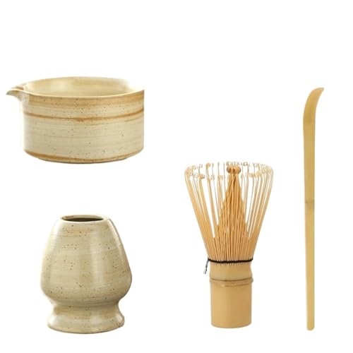 Matcha Tee Set 4PCS Matcha Tee-Set Schneebesen Teelöffel Tee-Sets Indoor Getränke Shop Tee-, der Werkzeuge Zubehör(Wire White) von KHASCBNF