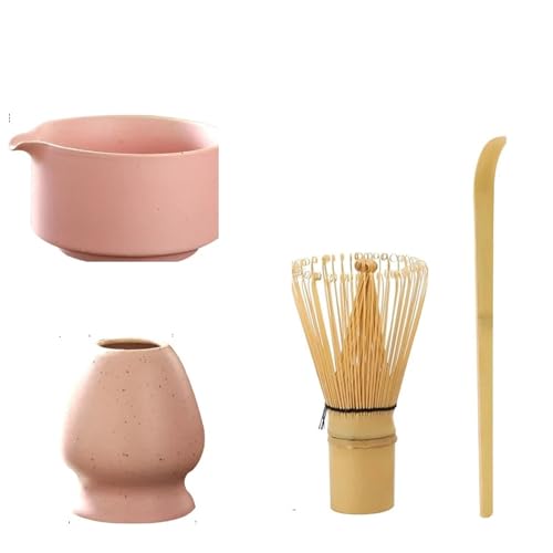 Matcha Tee Set 4PCS Matcha Tee-Set Sicher Schneebesen Teelöffel Tee-Sets Indoor Getränke Shop Tee-, der Werkzeuge Zubehör(Pink) von KHASCBNF