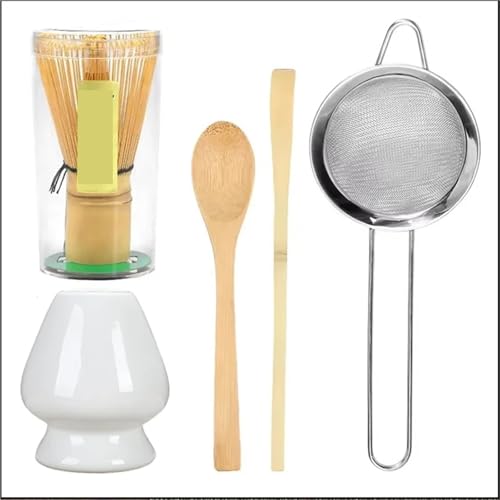 Matcha Tee Set 5-teiliges Matcha-Tee-Set for Anfänger, Matcha-Zubereitungs-Starter-Kit mit Matcha-Schneebesen, Teeschaufel, Schneebesenhalter for die Küche(Set A) von KHASCBNF