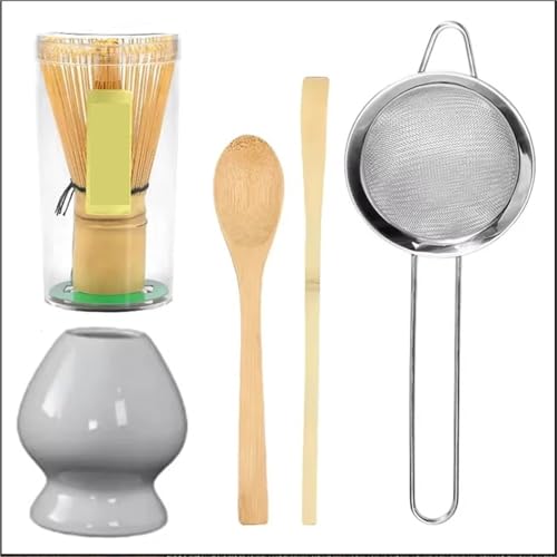 Matcha Tee Set 5-teiliges Matcha-Tee-Set for Anfänger, Matcha-Zubereitungs-Starter-Kit mit Matcha-Schneebesen, Teeschaufel, Schneebesenhalter for die Küche(Set E) von KHASCBNF