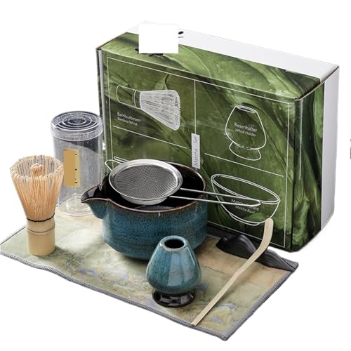 Matcha Tee Set 7/4 stücke Matcha Set Handgemachte Home Einfach Saubere Schüssel Schneebesen Teelöffel Tee Sets Machen Werkzeuge Zubehör Zeremonie(7pcs blue) von KHASCBNF