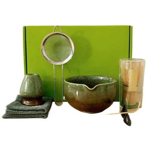 Matcha Tee Set 7-teiliges Matcha-Teeset, Im Ofen Umgebaute, Glasierte, Runde Schüssel, Inklusive, Schneebesen, Schaufel, Sieb, Geeignet For Matcha-Enthusiasten(Matcha Green 7 pcs) von KHASCBNF