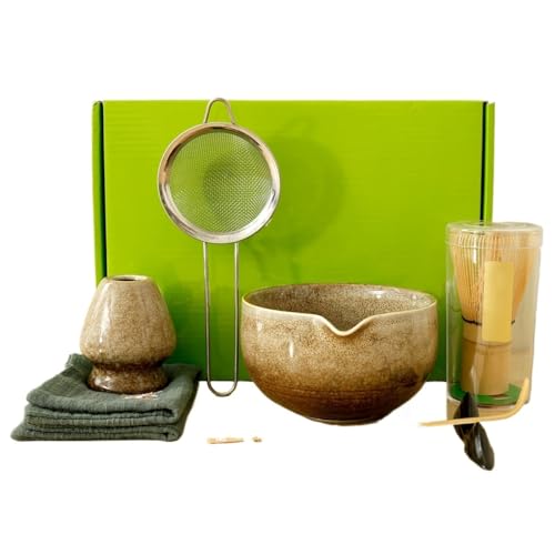 Matcha Tee Set 7-teiliges Matcha-Teeset, Im Ofen Umgebaute, Glasierte, Runde Schüssel, Inklusive, Schneebesen, Schaufel, Sieb, Geeignet For Matcha-Enthusiasten(White 7 pcs) von KHASCBNF