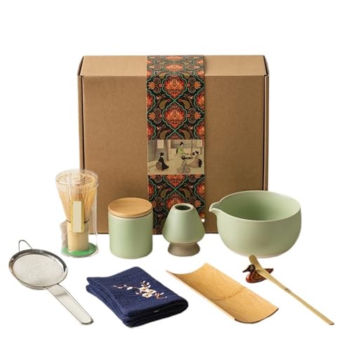 Matcha Tee Set 9-teiliges Matcha-Set Mit Keramikschale, Matcha-Schneebesen Und Teelöffel, Werkzeug Zur Teezubereitung(Green) von KHASCBNF