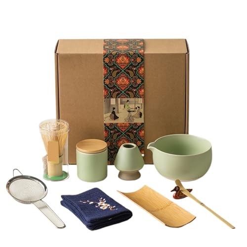 Matcha Tee Set 9pcs Matcha Set With Ceramic Bowl, Whisk And Tea Spoon, Ceremony(Green) von KHASCBNF