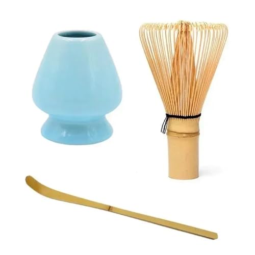 Matcha Tee Set Matcha Grüntee-Schneebesen, Schaufel, Tiefer, Löffel + Halter, Zubehör(Blue) von KHASCBNF