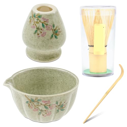 Matcha Tee Set Matcha-Schneebesen- und Schüssel-Set mit Halter, elegantes, vielseitiges Teezubereitungsset, leicht zu reinigendes Matcha-Schneebesen-Set for Teeliebhaber(Green) von KHASCBNF