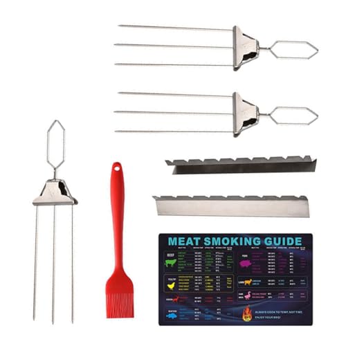 3-Wege-Grillspieße Garnelenspieße Set for Grillen Wiederverwendbare halbautomatische BBQ-Gabel Kebab-Stick Outdoor von KHDBNCO
