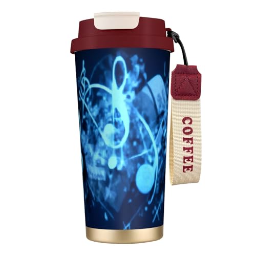 Blauer Reisebecher mit Musiknoten-Aufdruck, auslaufsicherer Deckel und Strohhalm, isolierter Kaffeebecher, doppelwandiger Vakuum-Edelstahl-Thermobecher für heiße und kalte Getränke, 500 ml Blauer Reisebecher mit Musiknoten-Aufdruck, auslaufsicherer Deckel und Strohhalm, isolierter Kaffeebecher, doppelwandiger Vakuum-Edelstahl-Thermobecher für heiße und kalte Getränke, 500 ml von KHDKLXOHZ