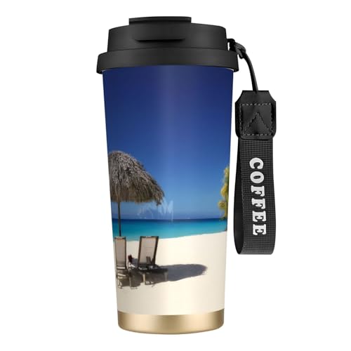 Jamaica Beach Print Reisebecher mit auslaufsicherem Deckel und Strohhalm, isolierter Kaffeebecher, doppelwandiger Vakuum-Edelstahl-Thermobecher für heiße und kalte Getränke, 500 ml Jamaica Beach Print Reisebecher mit auslaufsicherem Deckel und Strohhalm, isolierter Kaffeebecher, doppelwandiger Vakuum-Edelstahl-Thermobecher für heiße und kalte Getränke, 500 ml von KHDKLXOHZ