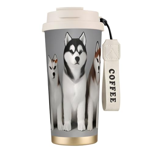 KHDKLXOHZ Lovely Dogs Print Reisebecher mit auslaufsicherem Deckel und Strohhalm, isolierter Kaffeebecher, doppelwandiger Vakuum-Edelstahl-Thermobecher für heiße und kalte Getränke, 500 ml KHDKLXOHZ Lovely Dogs Print Reisebecher mit auslaufsicherem Deckel und Strohhalm, isolierter Kaffeebecher, doppelwandiger Vakuum-Edelstahl-Thermobecher für heiße und kalte Getränke, 500 ml von KHDKLXOHZ