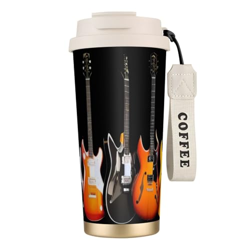 KHDKLXOHZ Reisebecher mit E-Gitarren-Aufdruck, auslaufsicherer Deckel und Strohhalm, isolierter Kaffeebecher, doppelwandiger Vakuum-Edelstahl-Thermobecher für heiße und kalte Getränke, 500 ml KHDKLXOHZ Reisebecher mit E-Gitarren-Aufdruck, auslaufsicherer Deckel und Strohhalm, isolierter Kaffeebecher, doppelwandiger Vakuum-Edelstahl-Thermobecher für heiße und kalte Getränke, 500 ml von KHDKLXOHZ