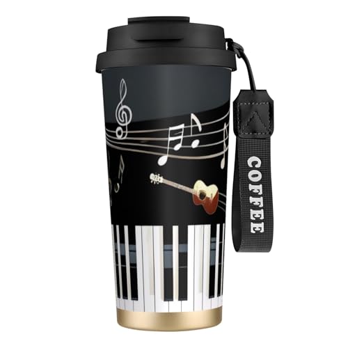 KHDKLXOHZ Reisebecher mit Gitarren-Klavier-Muster, 500 ml, mit auslaufsicherem Deckel und Strohhalm, isolierter Kaffeebecher, doppelwandiger Vakuum-Edelstahl-Thermobecher für heiße und kalte Getränke KHDKLXOHZ Reisebecher mit Gitarren-Klavier-Muster, 500 ml, mit auslaufsicherem Deckel und Strohhalm, isolierter Kaffeebecher, doppelwandiger Vakuum-Edelstahl-Thermobecher für heiße und kalte Getränke von KHDKLXOHZ