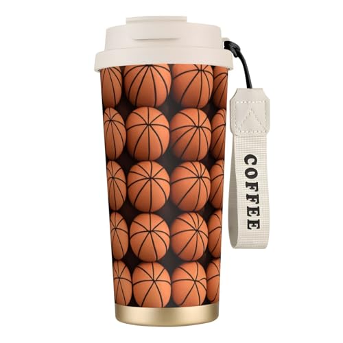 KHDKLXOHZ Reisebecher mit auslaufsicherem Deckel und Strohhalm, isolierter Kaffeebecher, doppelwandiger Vakuum-Edelstahl-Thermobecher für heiße und kalte Getränke, 500 ml, mit Basketball-Aufdruck KHDKLXOHZ Reisebecher mit auslaufsicherem Deckel und Strohhalm, isolierter Kaffeebecher, doppelwandiger Vakuum-Edelstahl-Thermobecher für heiße und kalte Getränke, 500 ml, mit Basketball-Aufdruck von KHDKLXOHZ