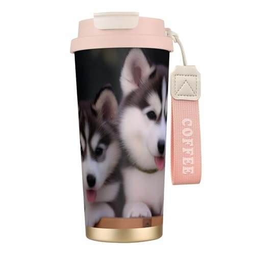 KHDKLXOHZ Thermobecher mit Hundeaufdruck, auslaufsicherer Deckel und Strohhalm, isolierter Kaffeebecher, doppelwandig, Vakuum-Edelstahl-Thermobecher für heiße und kalte Getränke, 500 ml KHDKLXOHZ Thermobecher mit Hundeaufdruck, auslaufsicherer Deckel und Strohhalm, isolierter Kaffeebecher, doppelwandig, Vakuum-Edelstahl-Thermobecher für heiße und kalte Getränke, 500 ml von KHDKLXOHZ