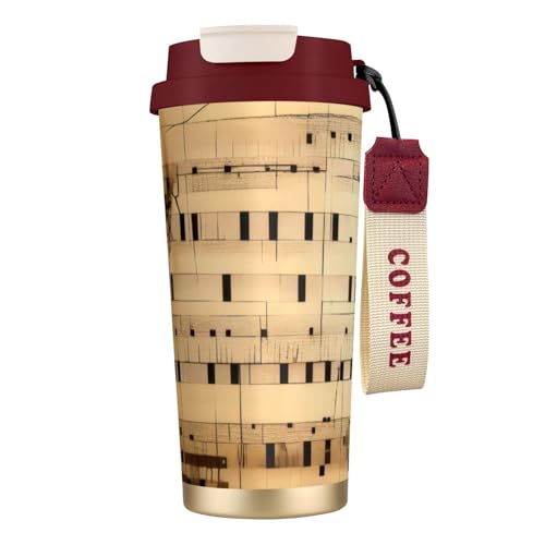 KHDKLXOHZ Thermobecher mit Musiknoten-Druck, 500 ml, mit auslaufsicherem Deckel und Strohhalm, isolierter Kaffeebecher, doppelwandiger Vakuum-Edelstahl-Thermobecher für heiße und kalte Getränke KHDKLXOHZ Thermobecher mit Musiknoten-Druck, 500 ml, mit auslaufsicherem Deckel und Strohhalm, isolierter Kaffeebecher, doppelwandiger Vakuum-Edelstahl-Thermobecher für heiße und kalte Getränke von KHDKLXOHZ