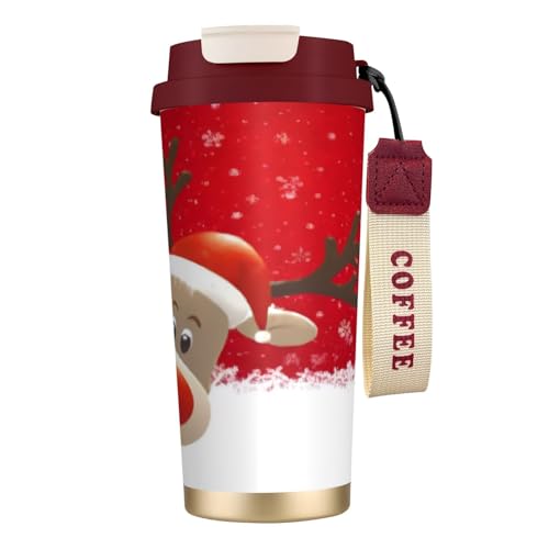 KHDKLXOHZ Thermobecher mit Weihnachtsdruck, 500 ml, mit auslaufsicherem Deckel und Strohhalm, isolierter Kaffeebecher, doppelwandiger Vakuum-Edelstahl-Thermobecher für heiße und kalte Getränke KHDKLXOHZ Thermobecher mit Weihnachtsdruck, 500 ml, mit auslaufsicherem Deckel und Strohhalm, isolierter Kaffeebecher, doppelwandiger Vakuum-Edelstahl-Thermobecher für heiße und kalte Getränke von KHDKLXOHZ